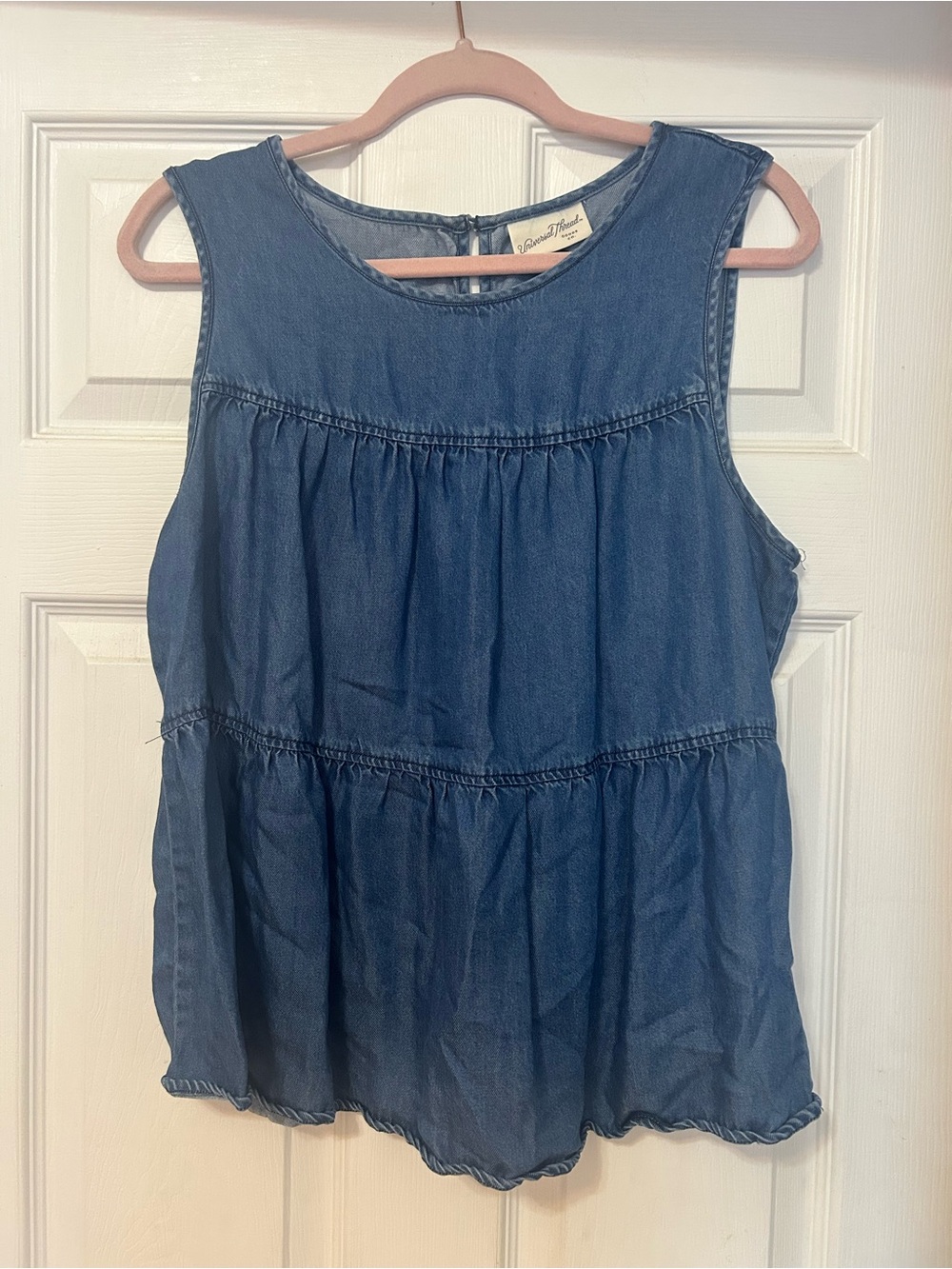 Universal Thread Denim Tiered Sleeveless Tank - Blue